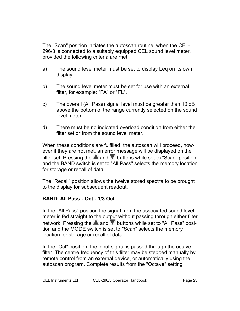 Band: all pass - oct - 1/3 oct | Casella CEL CEL-296 User Manual | Page 23 / 68