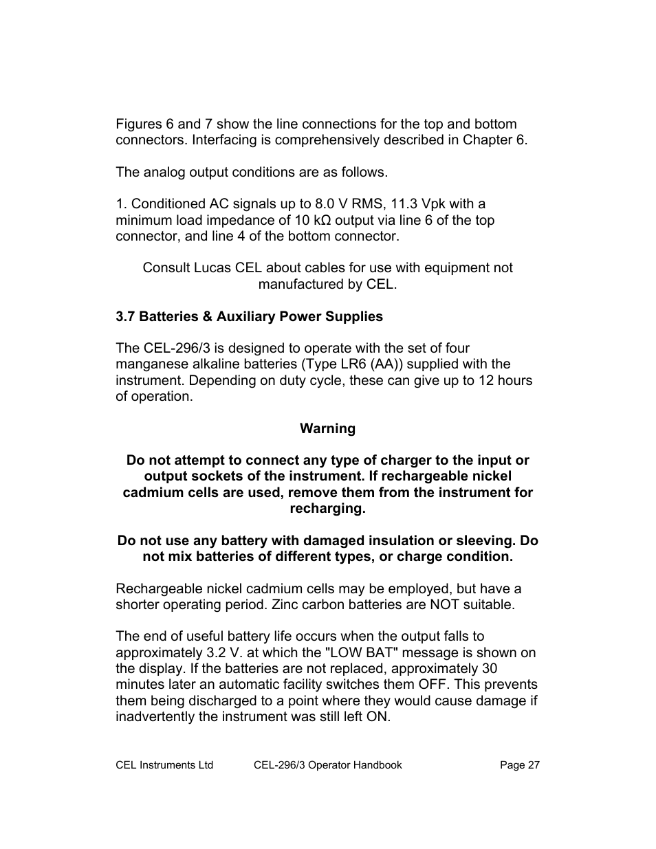 Warning | Casella CEL CEL-296 User Manual | Page 27 / 68