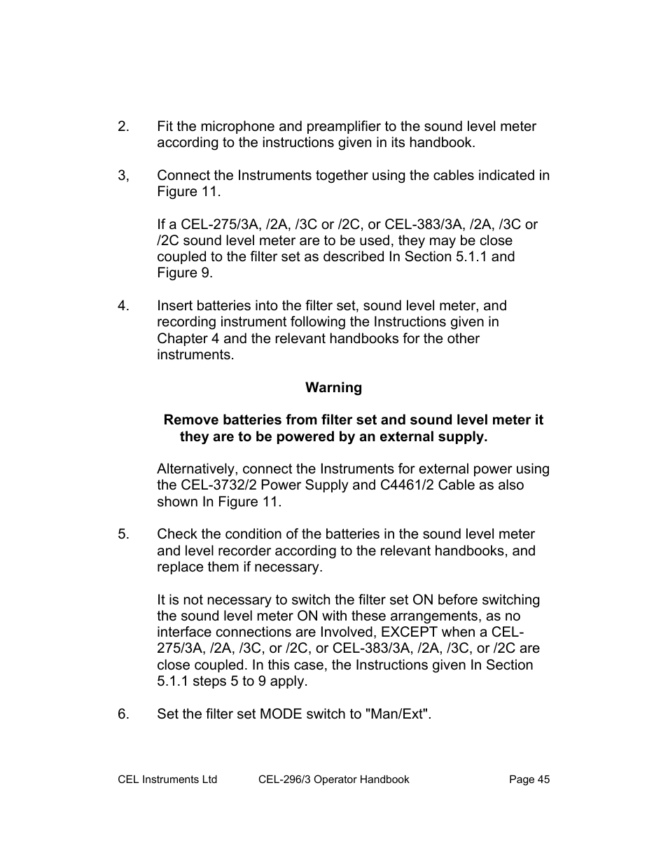 Warning | Casella CEL CEL-296 User Manual | Page 45 / 68