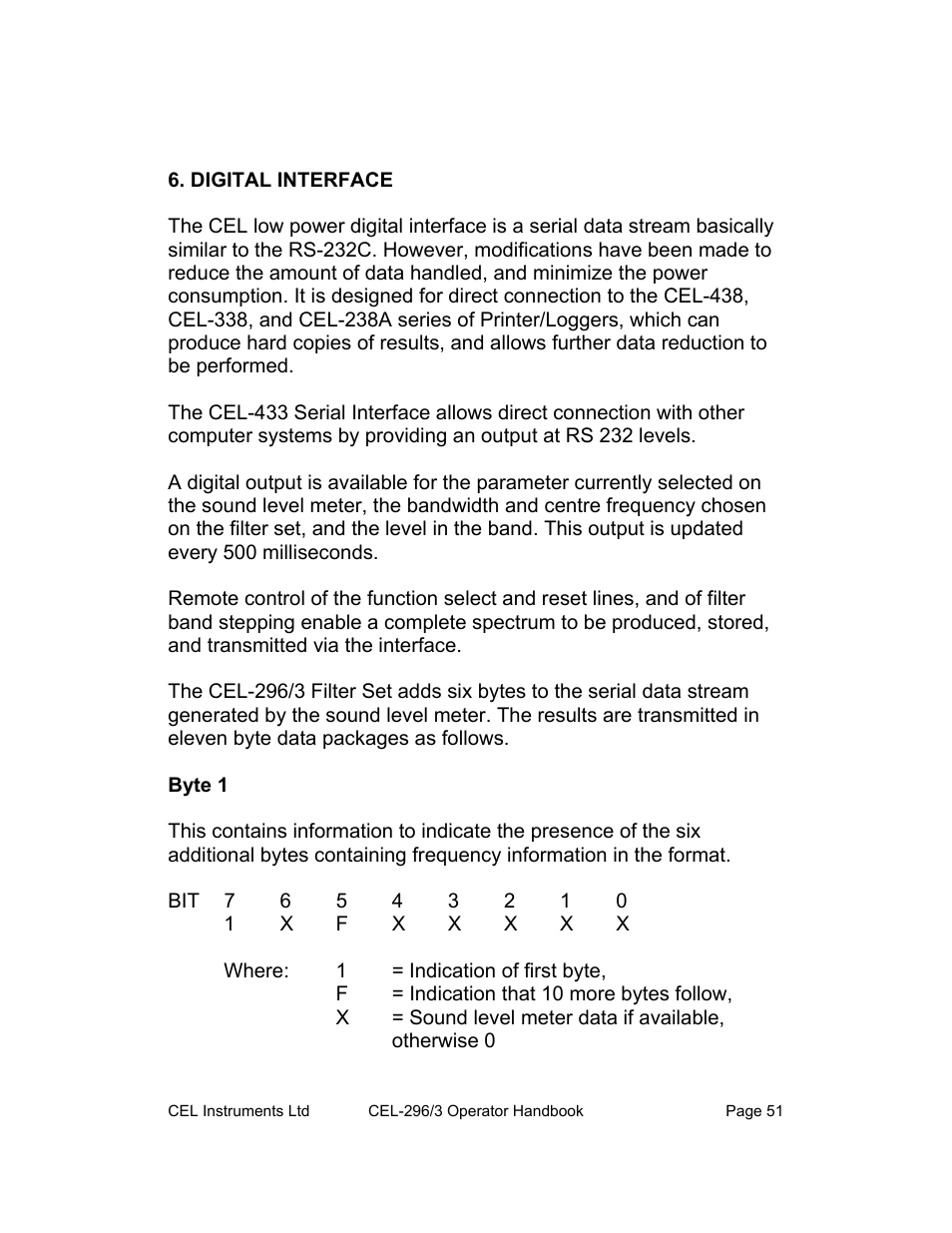 Byte 1 | Casella CEL CEL-296 User Manual | Page 51 / 68