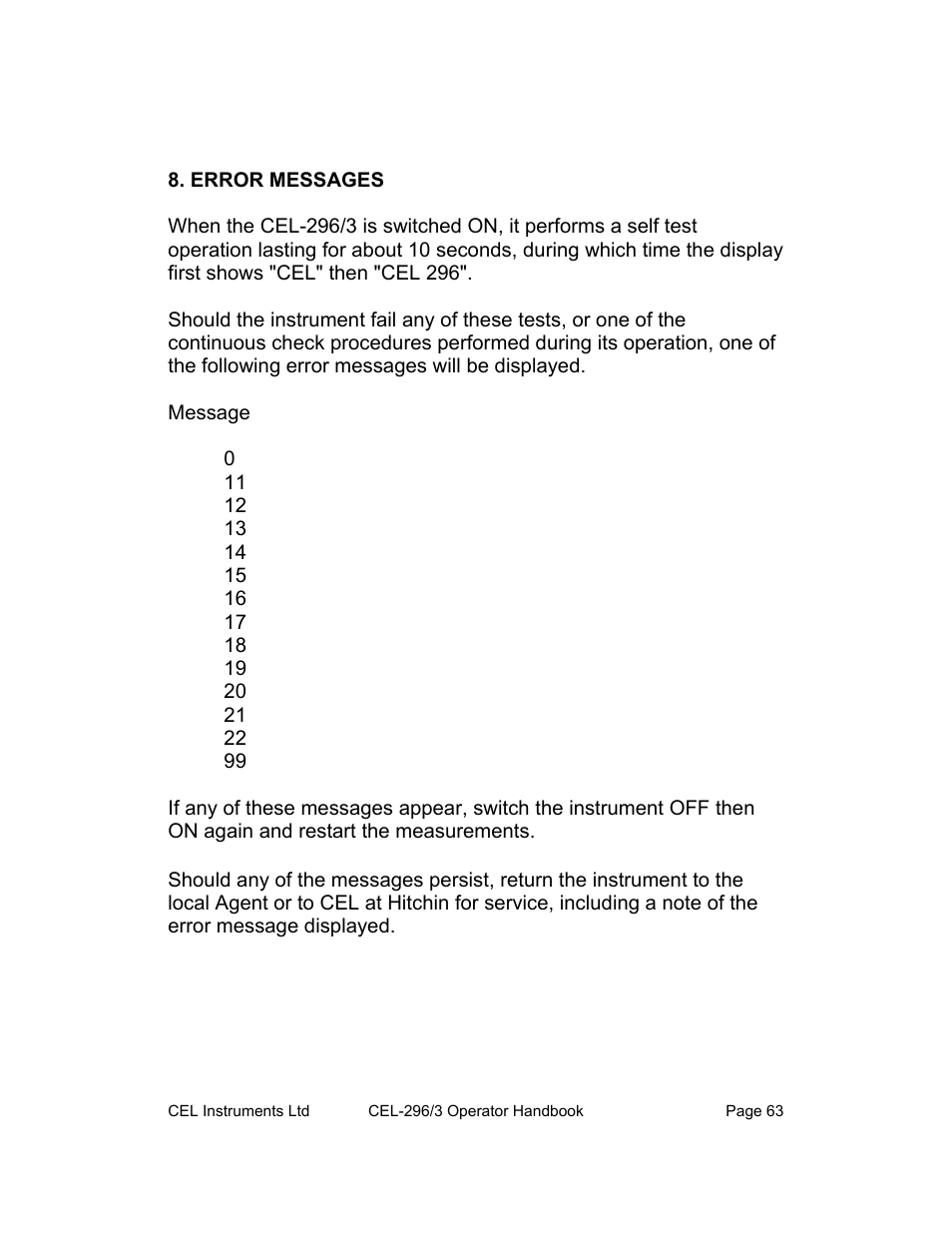 Message | Casella CEL CEL-296 User Manual | Page 63 / 68