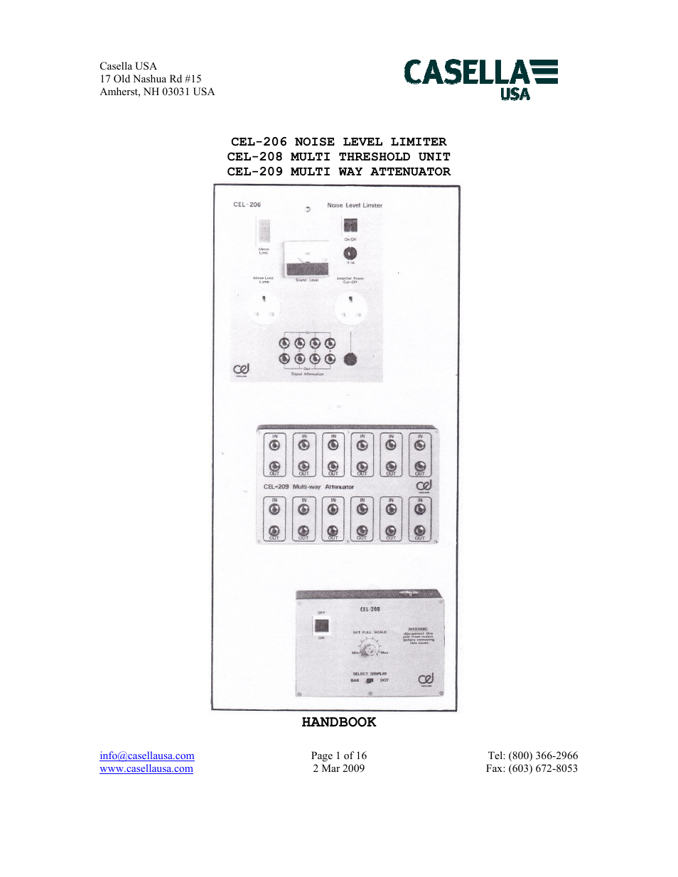 Casella CEL CEL-206 User Manual | 16 pages