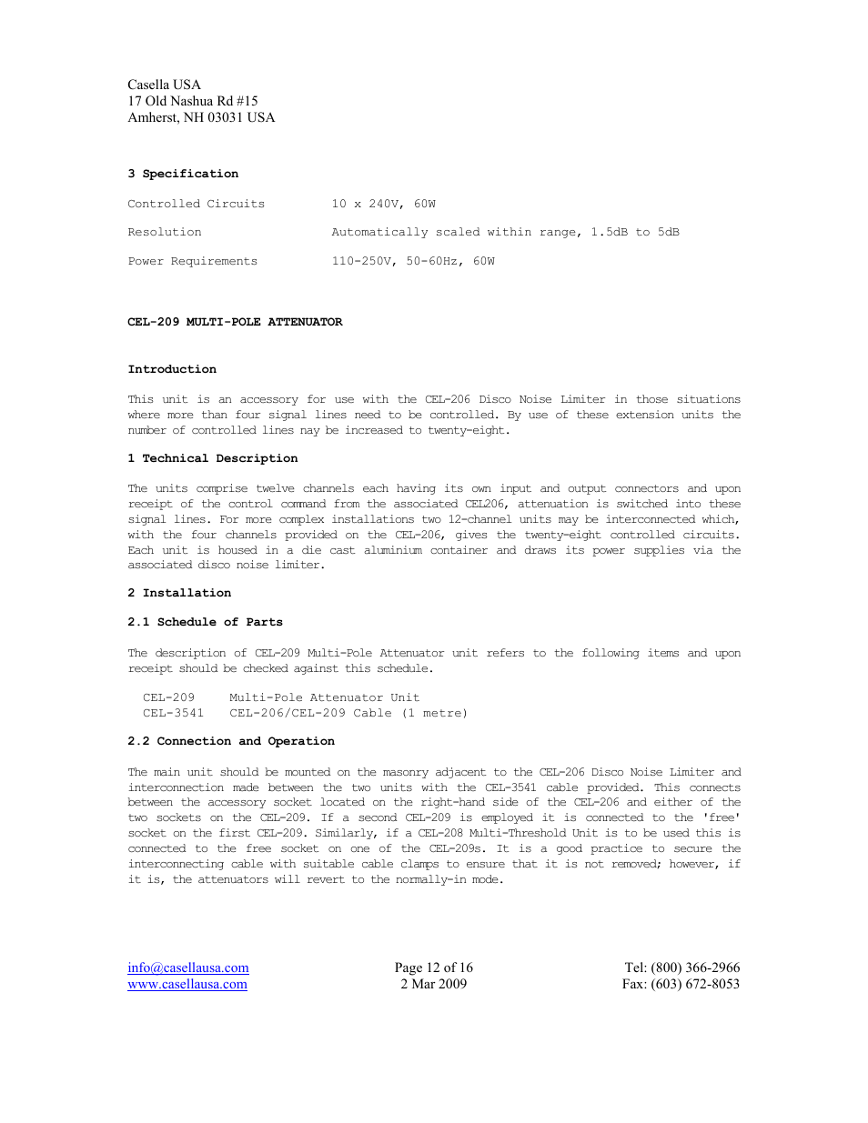 Casella CEL CEL-206 User Manual | Page 12 / 16