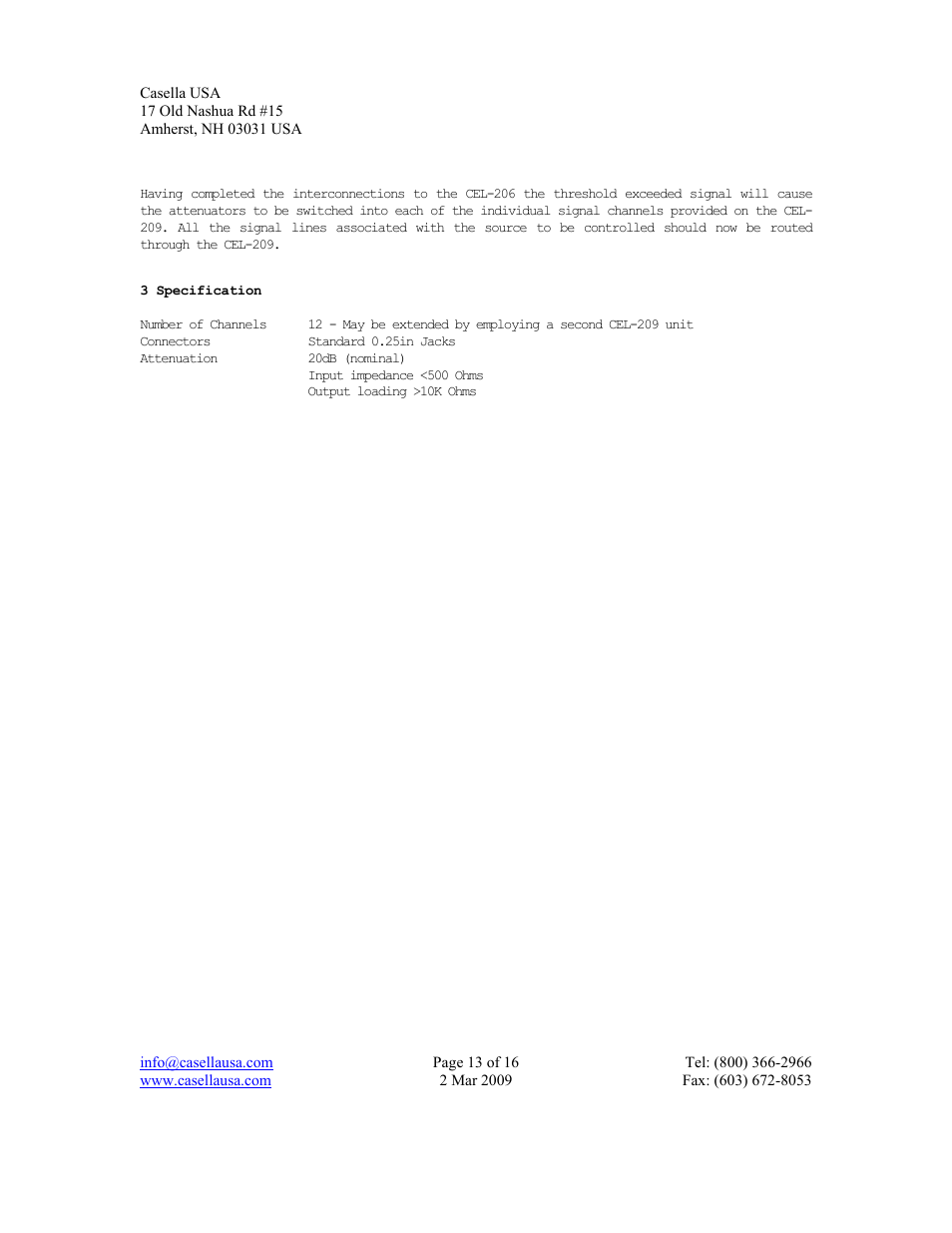 Casella CEL CEL-206 User Manual | Page 13 / 16