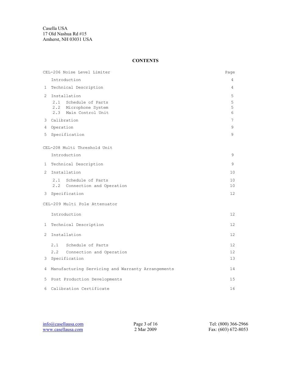 Casella CEL CEL-206 User Manual | Page 3 / 16