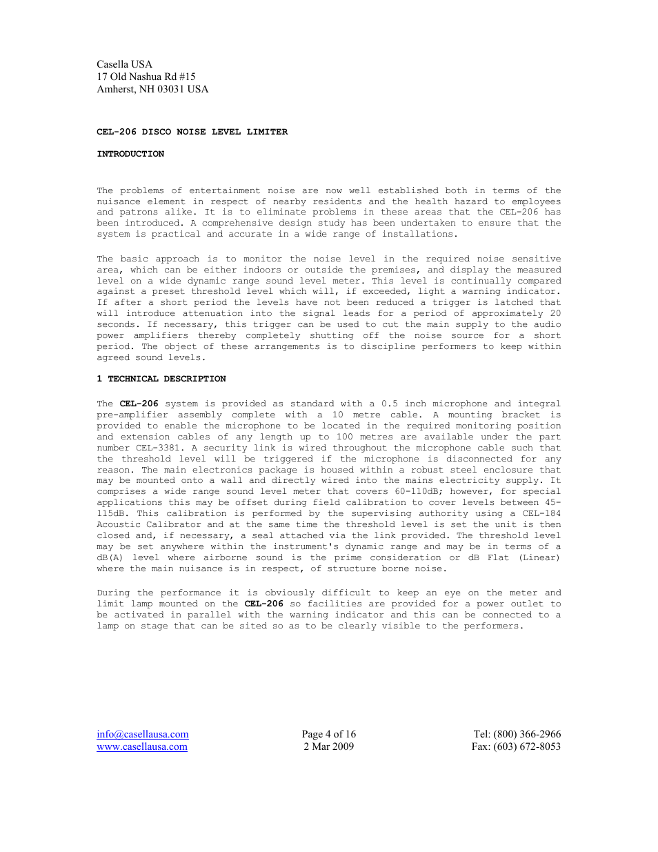Casella CEL CEL-206 User Manual | Page 4 / 16