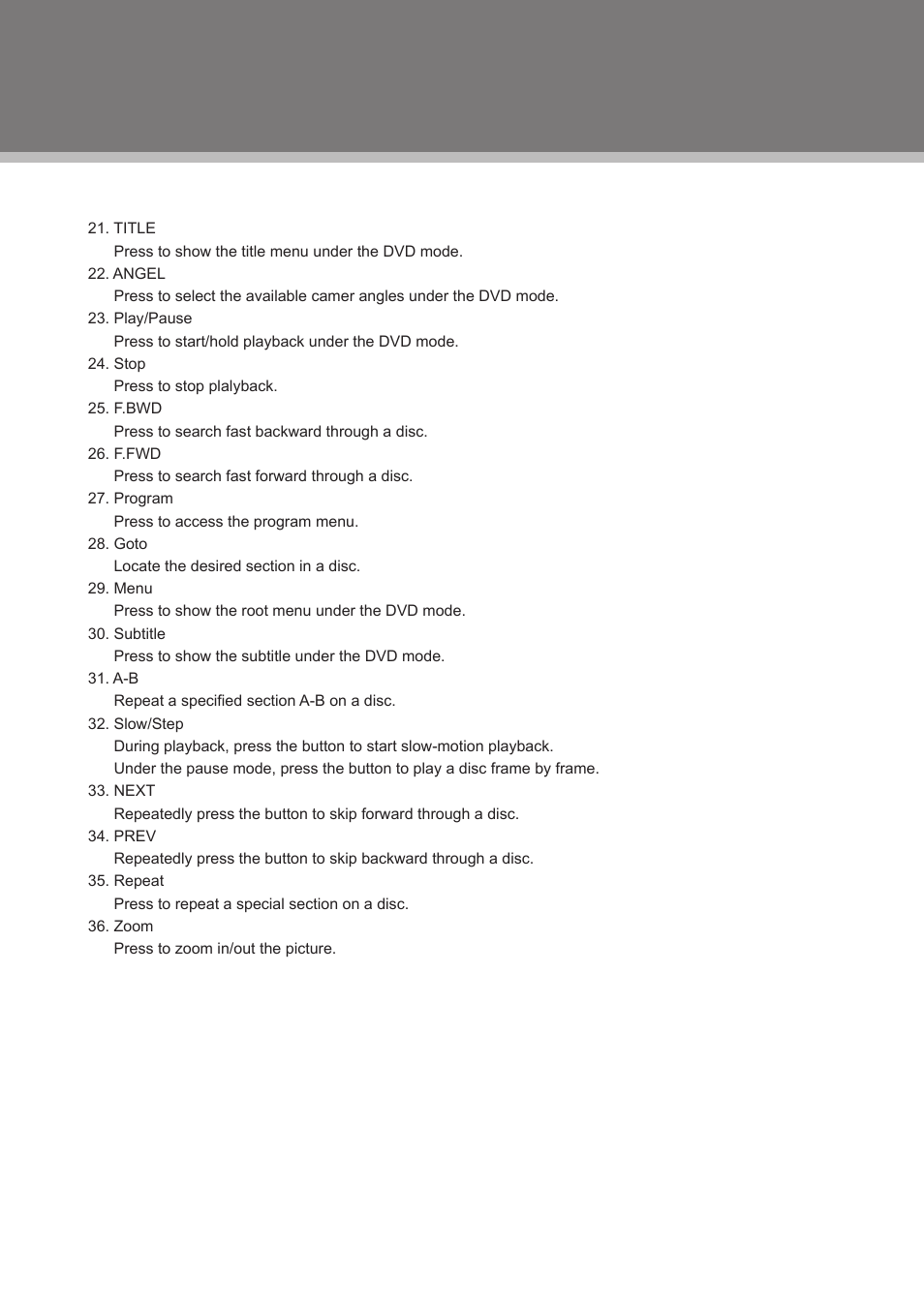 Remote control | COBY electronic TFDVD1973 User Manual | Page 11 / 29
