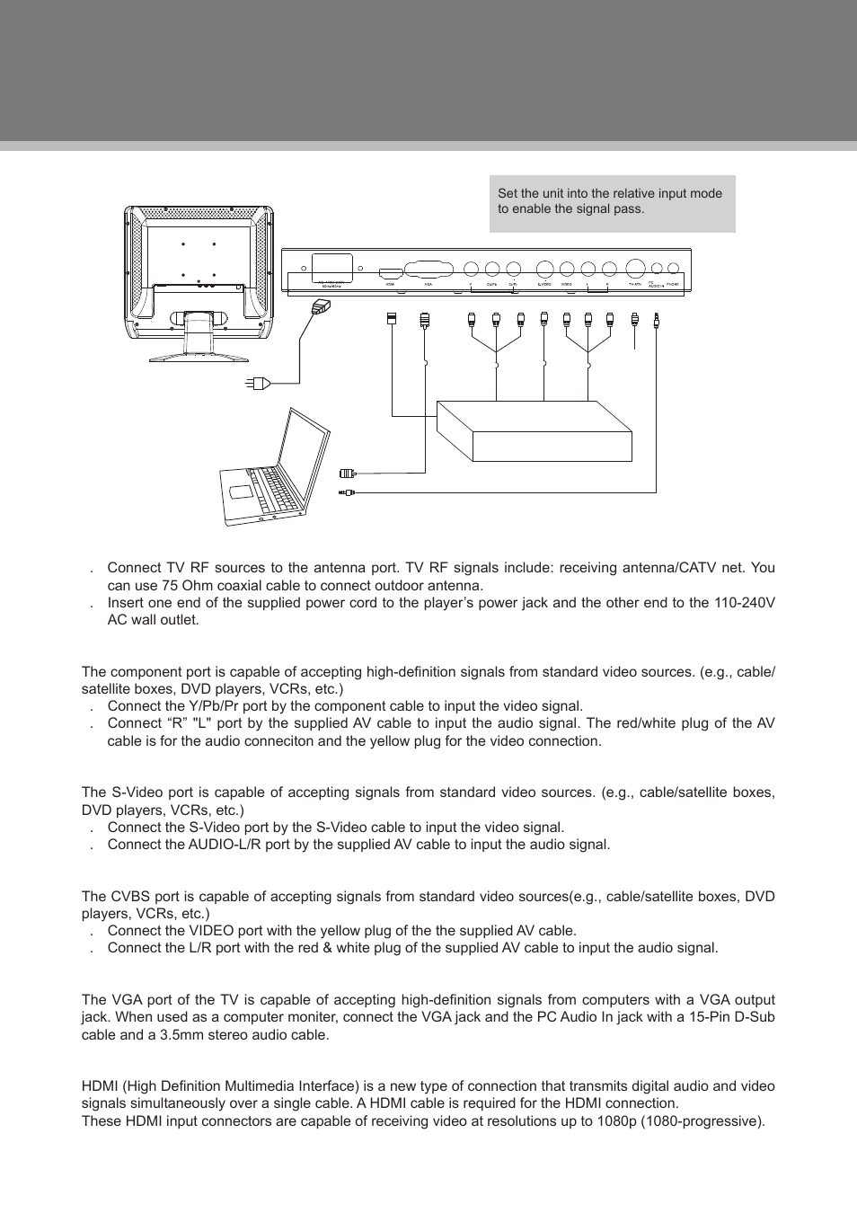 Cable connections | COBY electronic TFDVD1973 User Manual | Page 13 / 29