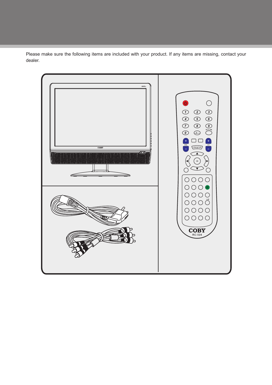 Package contents, A. b. c | COBY electronic TFDVD1973 User Manual | Page 8 / 29