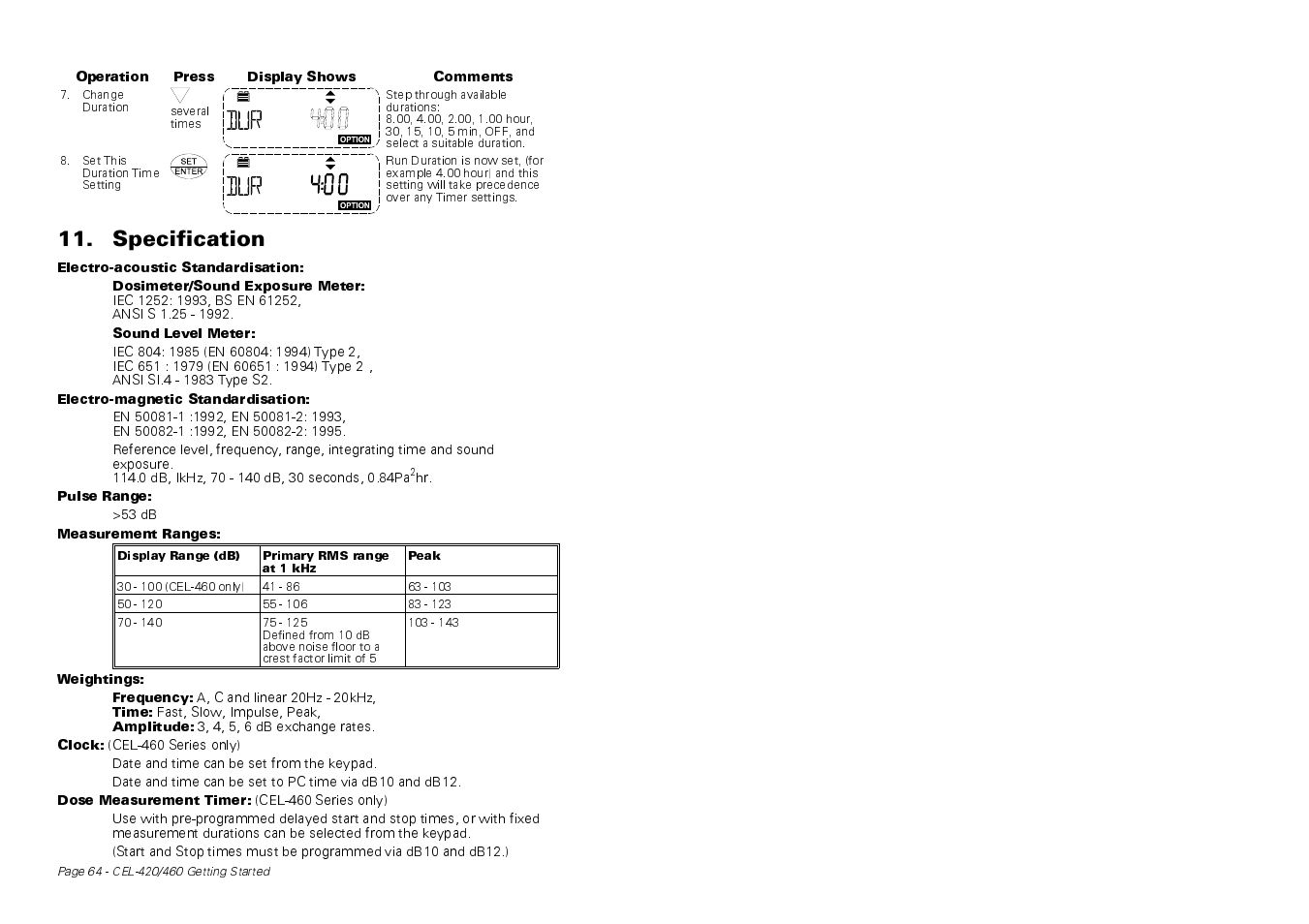 Specification | Casella CEL CEL-424 User Manual | Page 12 / 16