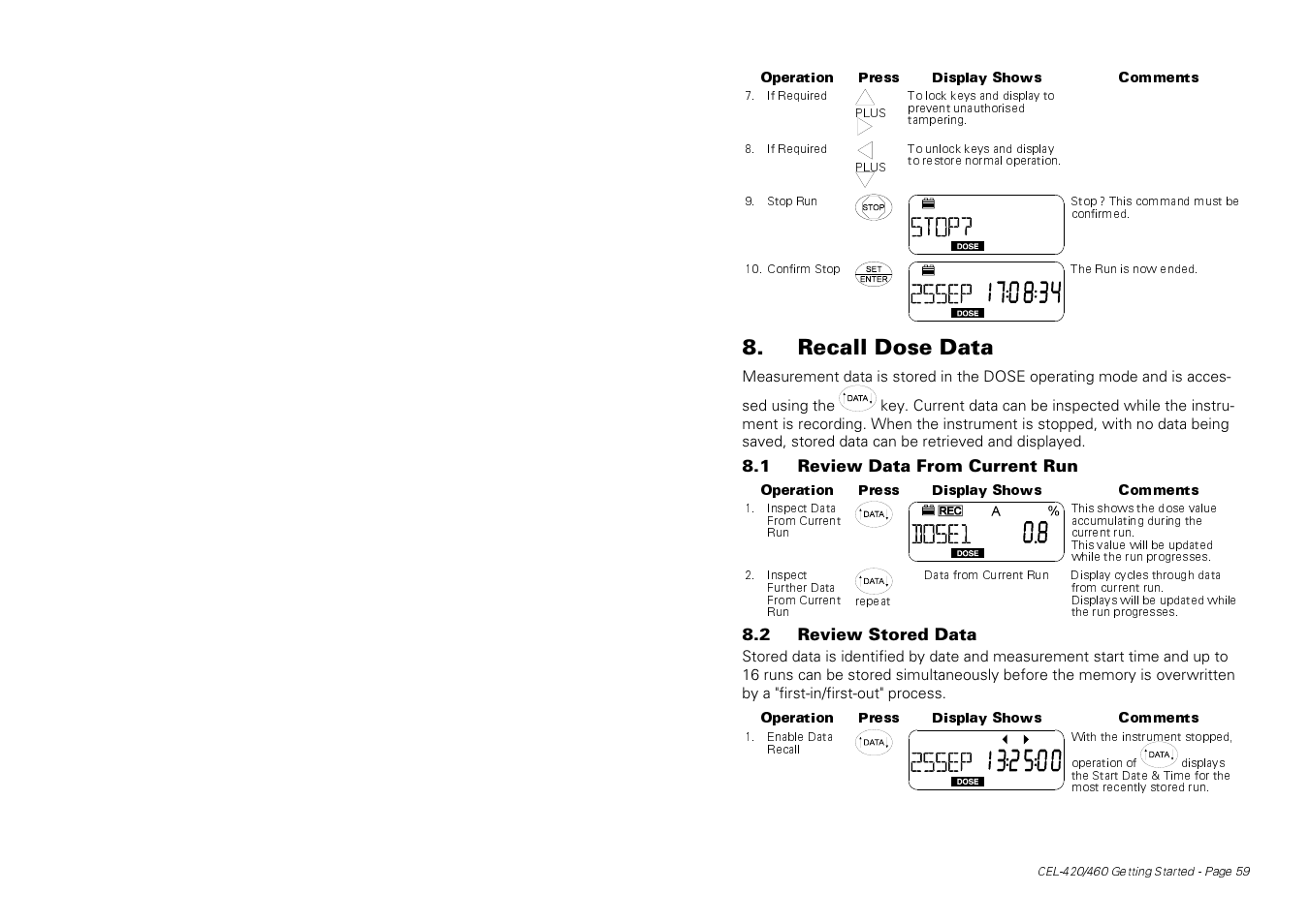 Recall dose data | Casella CEL CEL-424 User Manual | Page 7 / 16
