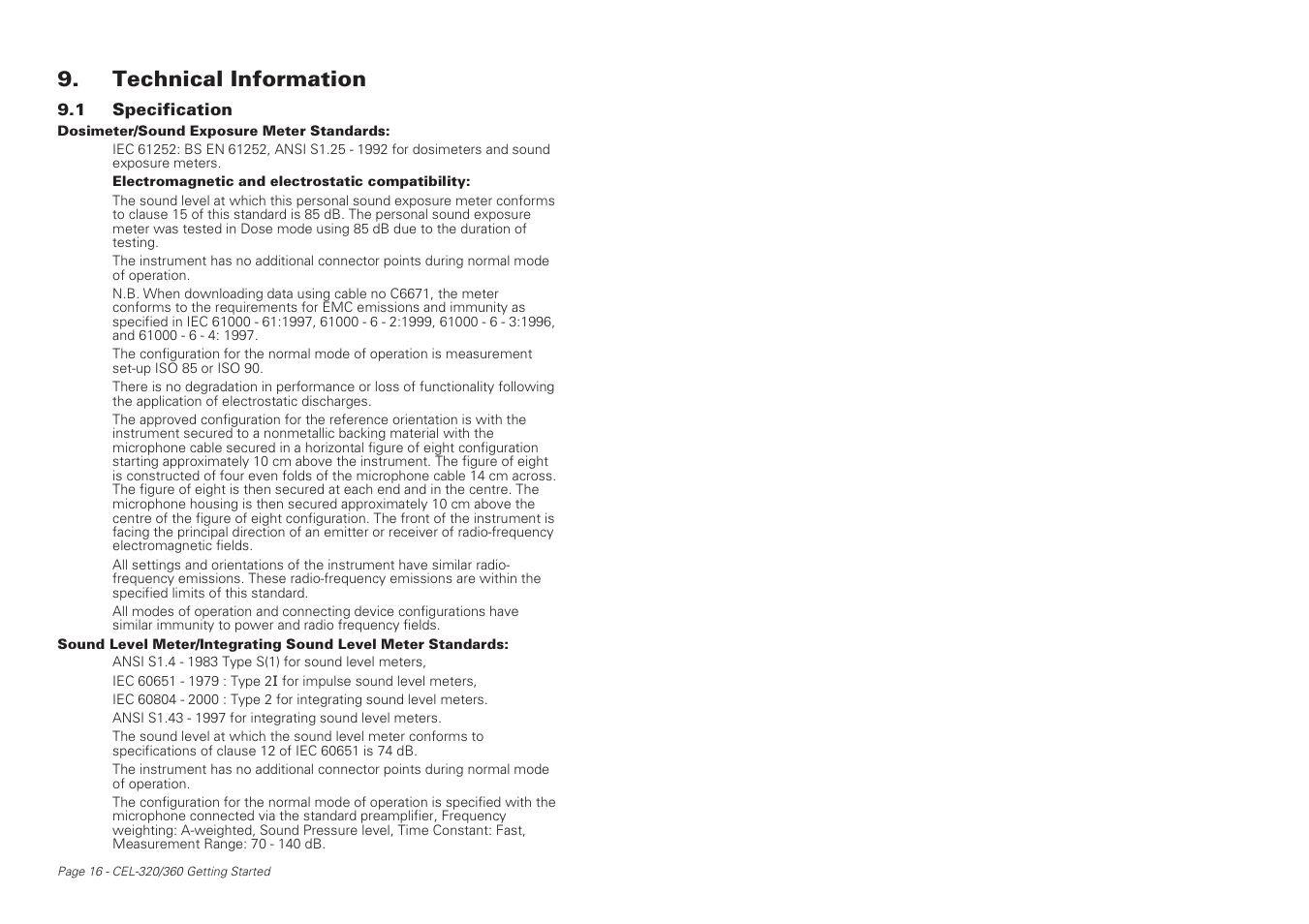 Technical information | Casella CEL CEL-360S User Manual | Page 16 / 24