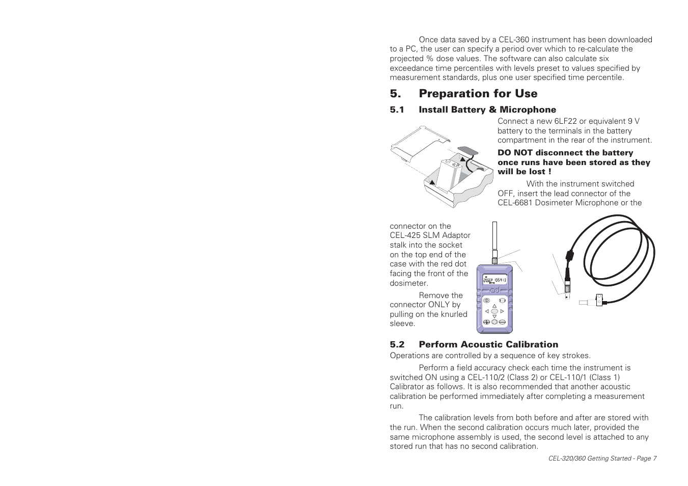Preparation for use | Casella CEL CEL-360S User Manual | Page 7 / 24