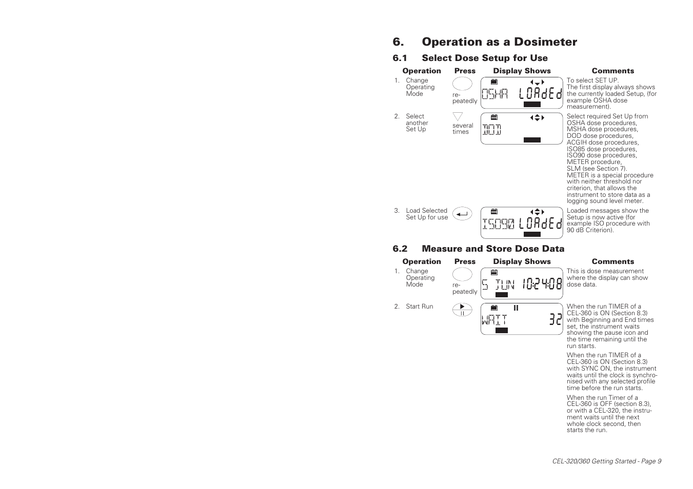 Operation as a dosimeter | Casella CEL CEL-360S User Manual | Page 9 / 24
