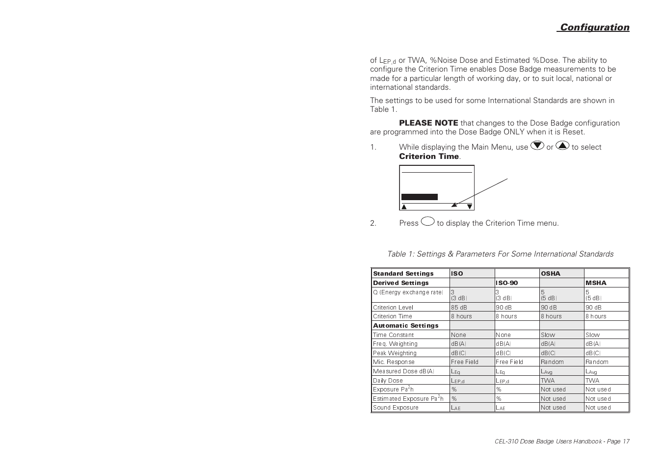 Configuration | Casella CEL CEL-310 User Manual | Page 17 / 45