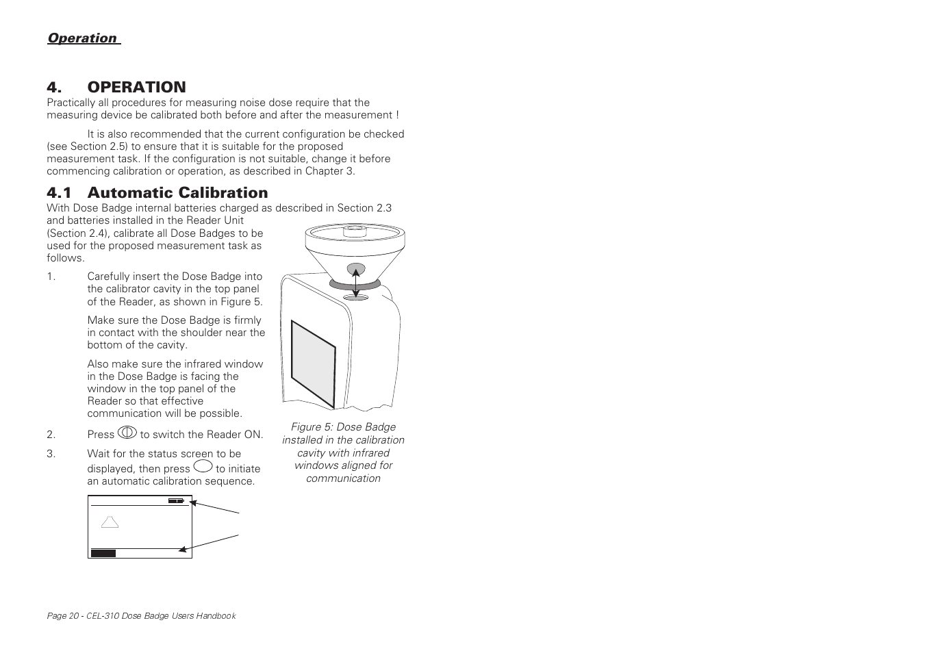 Operation, 1 automatic calibration | Casella CEL CEL-310 User Manual | Page 20 / 45