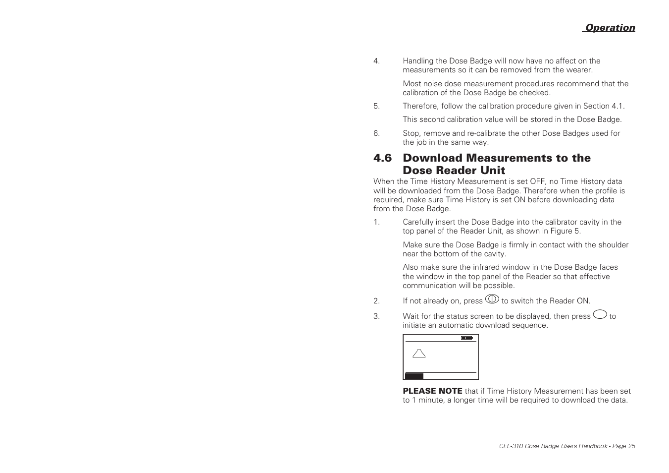 6 download measurements to the dose reader unit | Casella CEL CEL-310 User Manual | Page 25 / 45