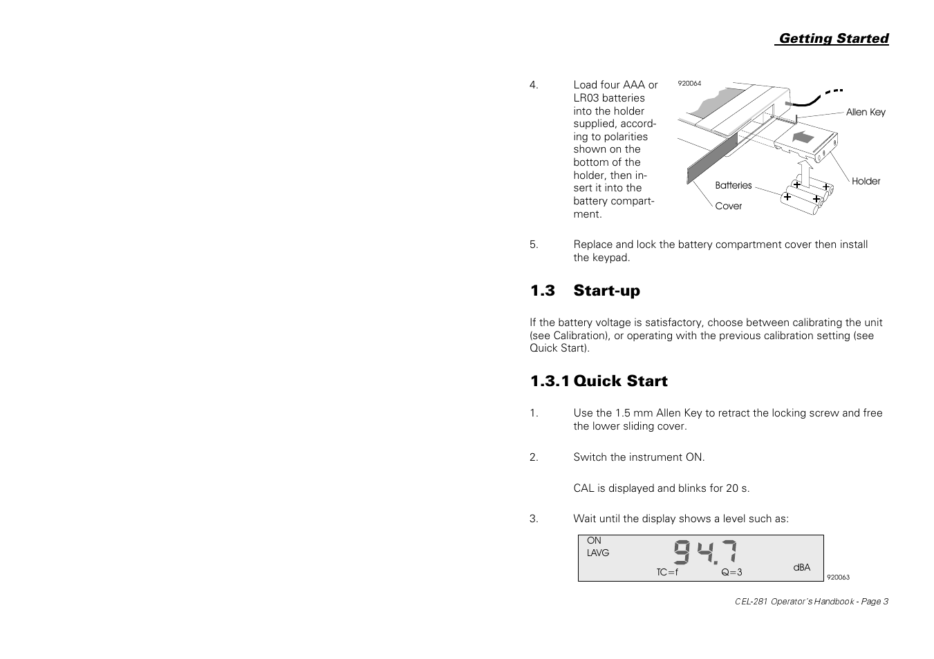 3 start-up, 1 quick start | Casella CEL CEL-281 User Manual | Page 11 / 147