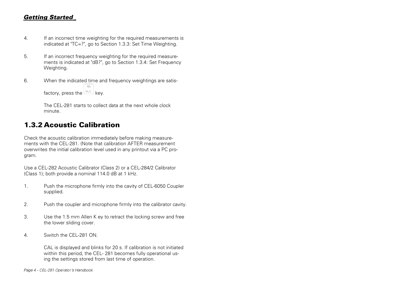 2 acoustic calibration | Casella CEL CEL-281 User Manual | Page 12 / 147