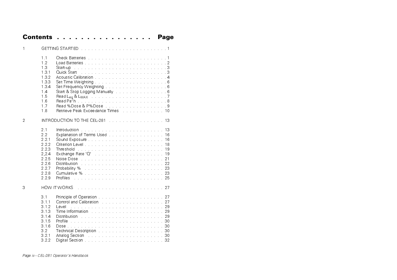 Contents . . . . . . . . . . . . . . . . page | Casella CEL CEL-281 User Manual | Page 4 / 147