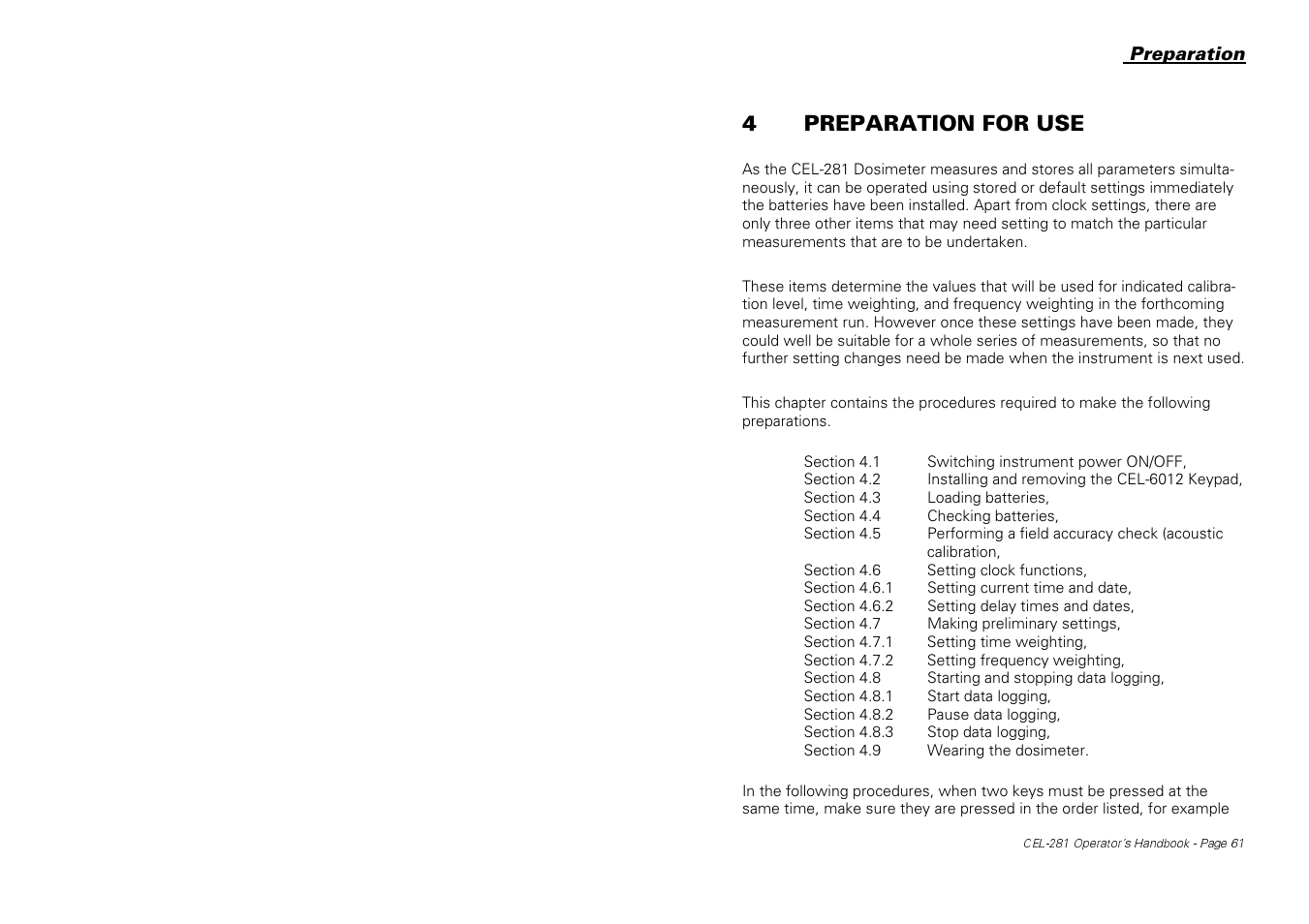 4preparation for use | Casella CEL CEL-281 User Manual | Page 70 / 147