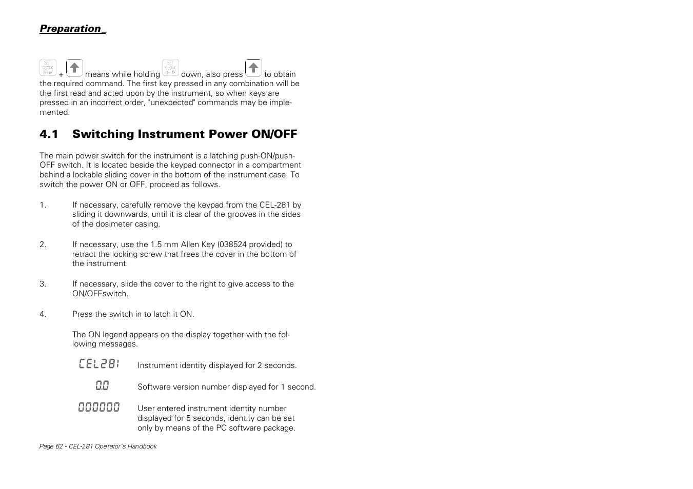 1 switching instrument power on/off | Casella CEL CEL-281 User Manual | Page 71 / 147