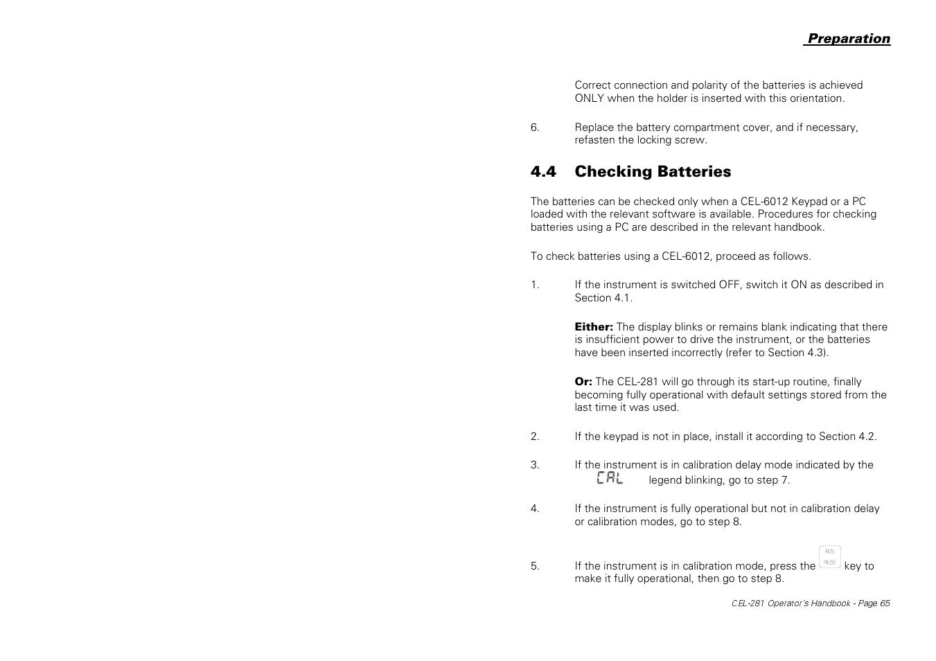 4 checking batteries | Casella CEL CEL-281 User Manual | Page 74 / 147