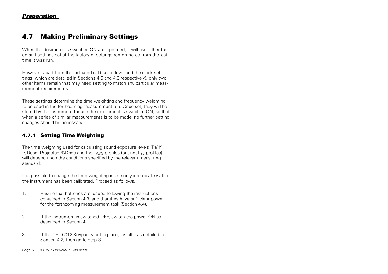 7 making preliminary settings | Casella CEL CEL-281 User Manual | Page 87 / 147