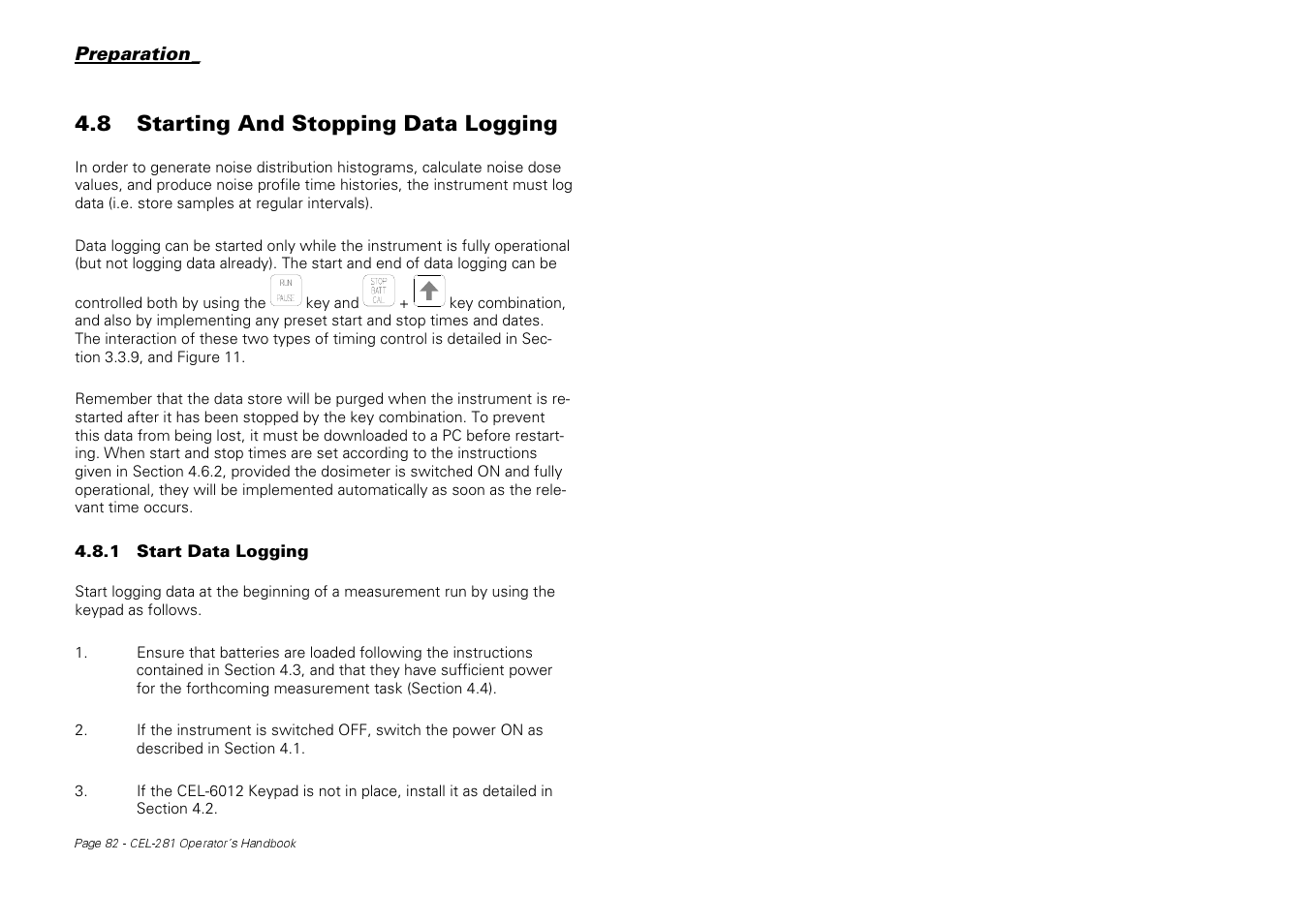 8 starting and stopping data logging | Casella CEL CEL-281 User Manual | Page 91 / 147