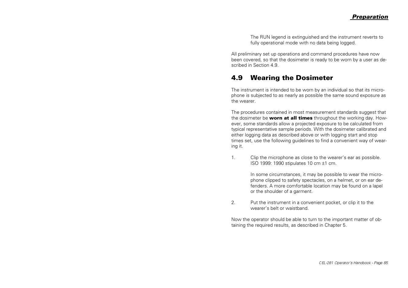 9 wearing the dosimeter | Casella CEL CEL-281 User Manual | Page 94 / 147