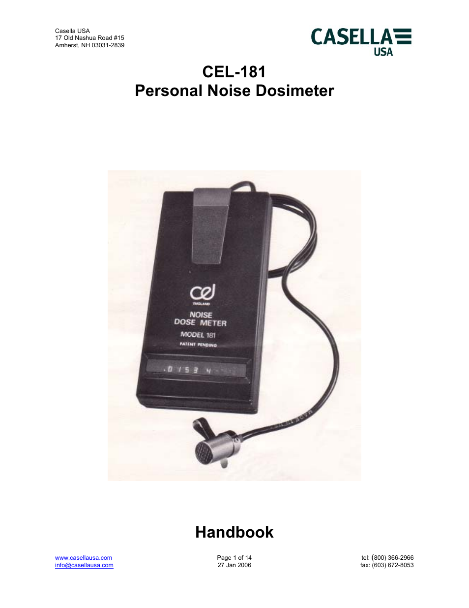 Casella CEL CEL-181 User Manual | 14 pages