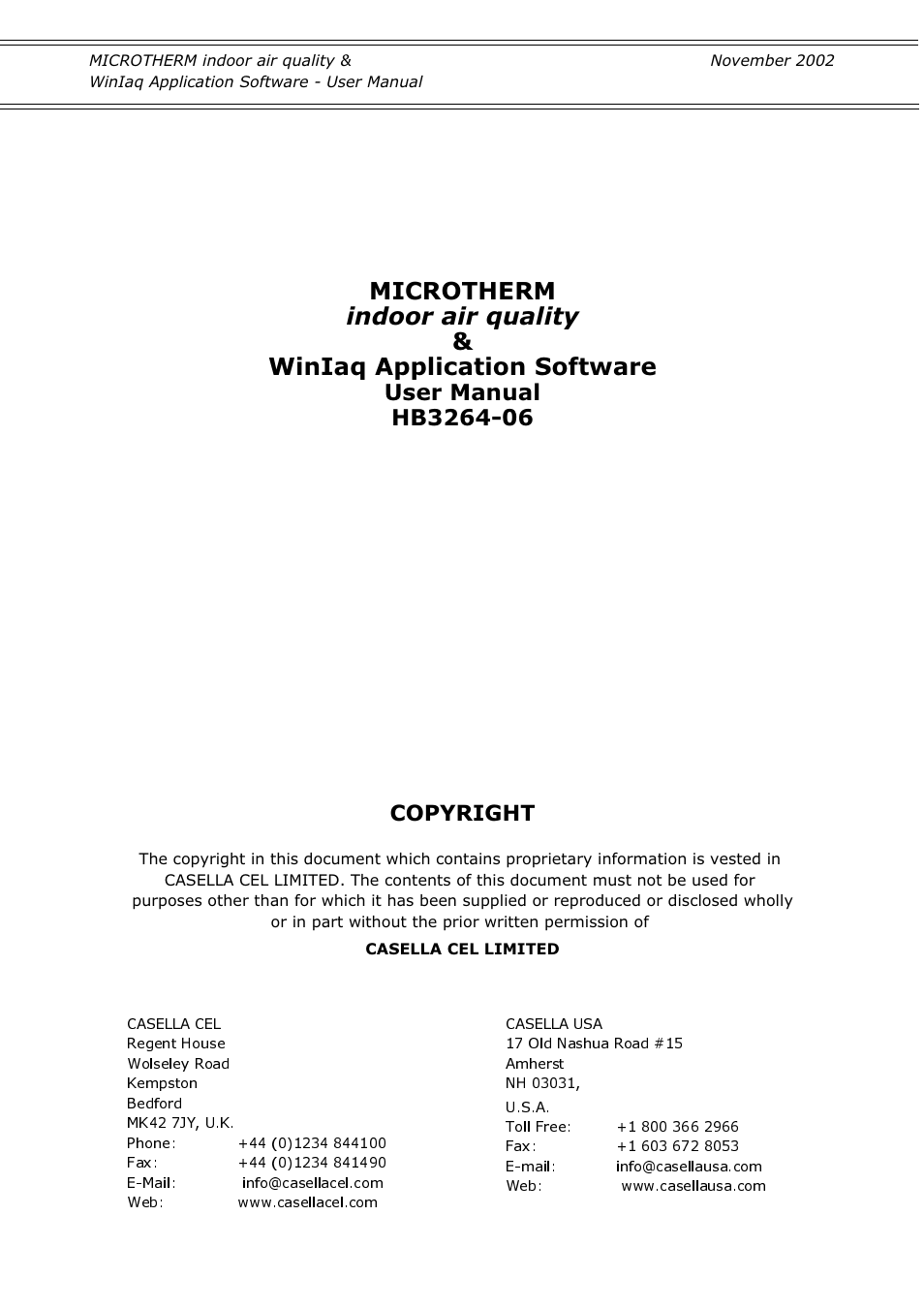 Casella CEL Indoor air quality monitor User Manual | 42 pages