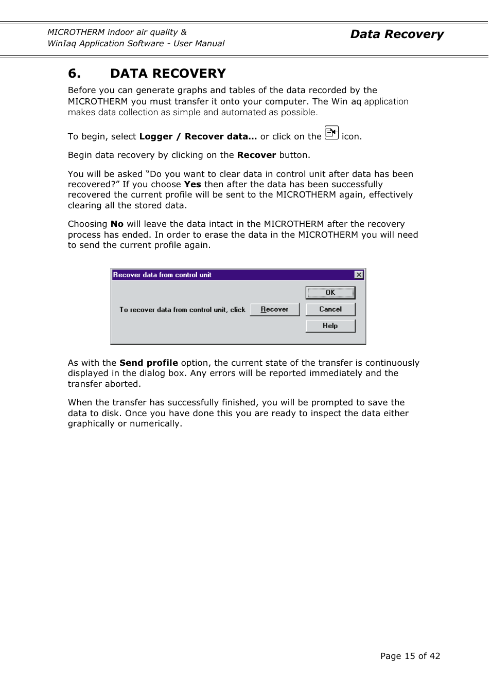 Data recovery | Casella CEL Indoor air quality monitor User Manual | Page 15 / 42