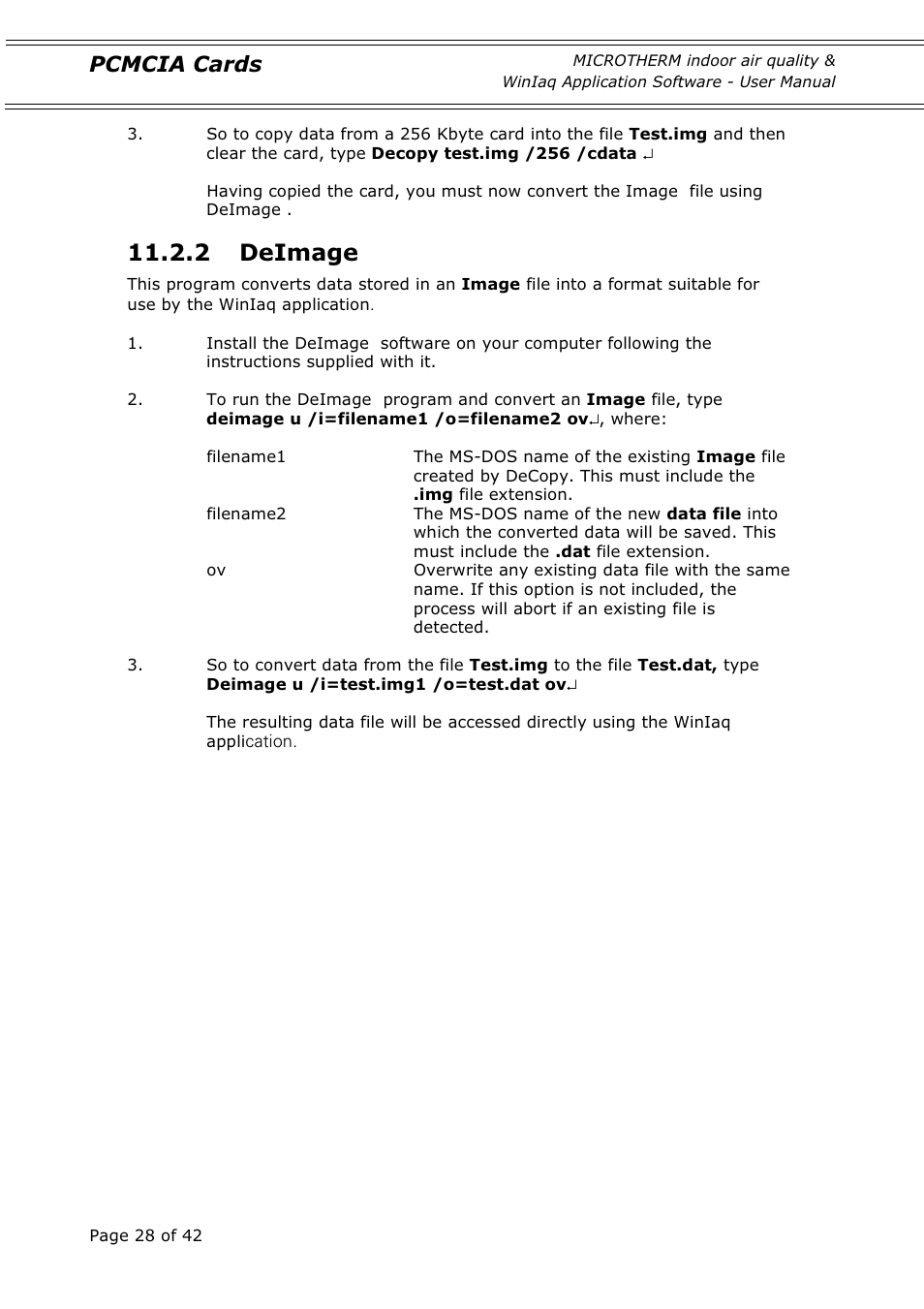 2 deimage, Pcmcia cards | Casella CEL Indoor air quality monitor User Manual | Page 28 / 42