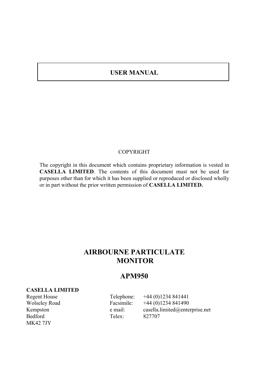 Casella CEL Airborne particulate monitoring system User Manual | 53 pages