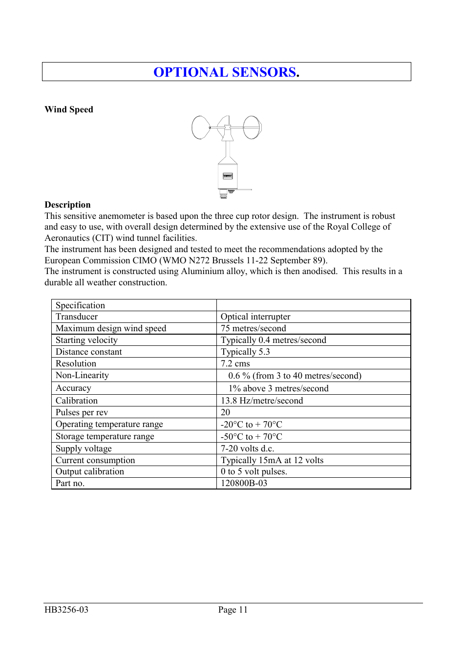 Optional sensors | Casella CEL Airborne particulate monitoring system User Manual | Page 13 / 53