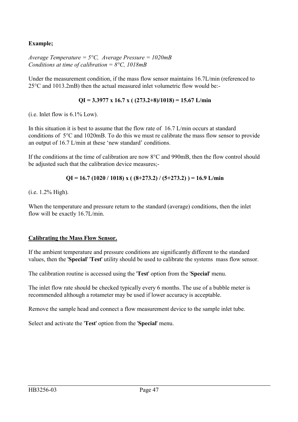 Calibrating the mass flow sensor | Casella CEL Airborne particulate monitoring system User Manual | Page 49 / 53