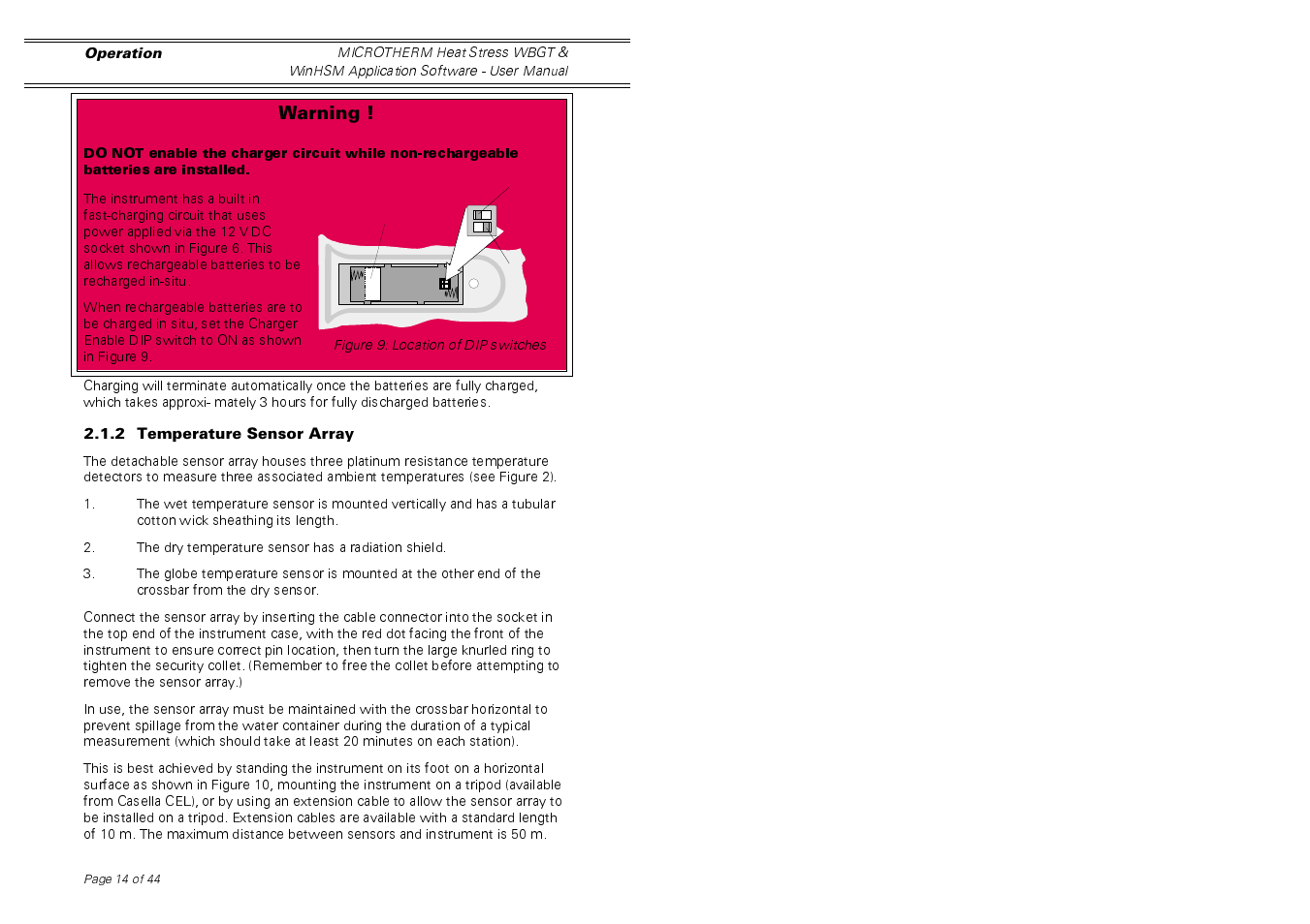 Warning | Casella CEL Microtherm WBGT heat stress monitor User Manual | Page 14 / 44