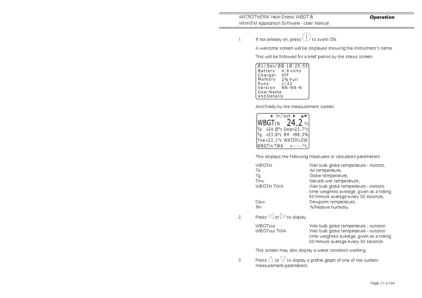 Wbgt | Casella CEL Microtherm WBGT heat stress monitor User Manual | Page 21 / 44