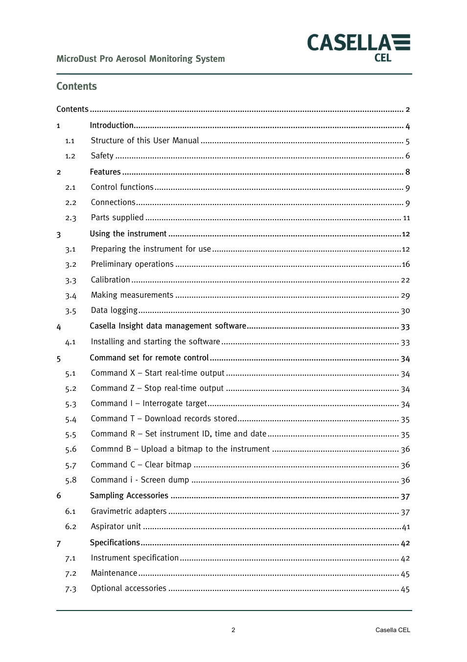Casella CEL Microdust Pro real time dust monitor User Manual | Page 2 / 50