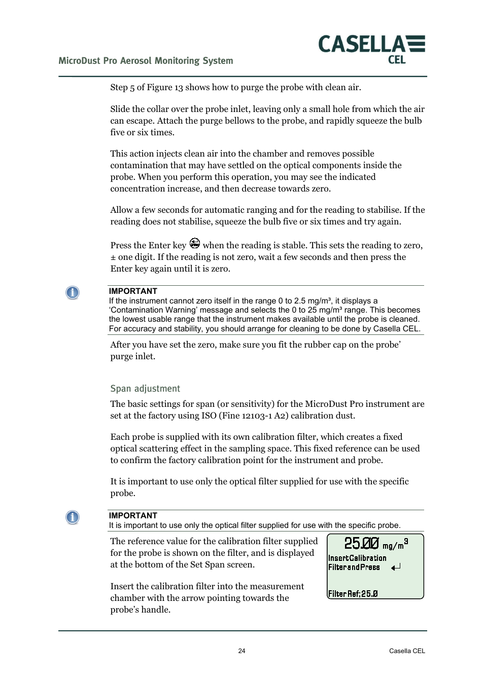 Casella CEL Microdust Pro real time dust monitor User Manual | Page 24 / 50