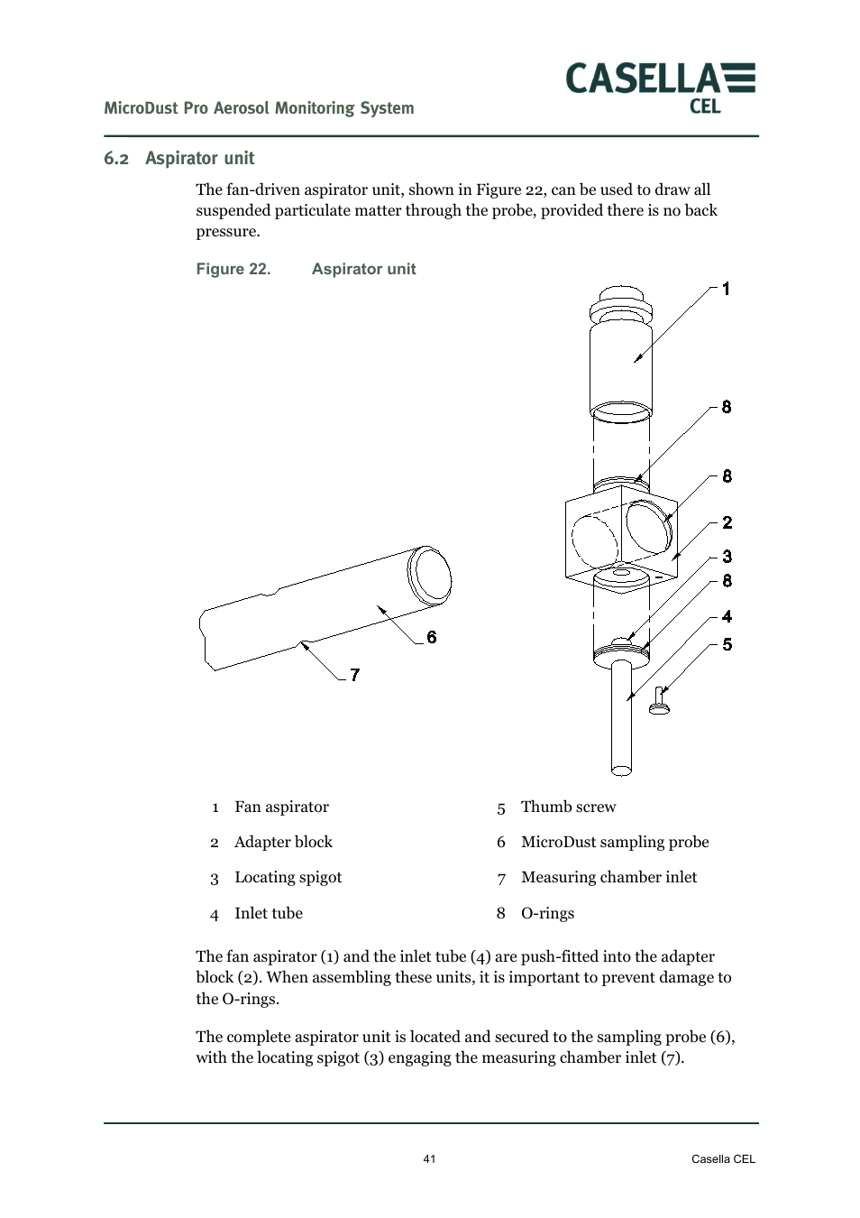 2 aspirator unit, Aspirator unit | Casella CEL Microdust Pro real time dust monitor User Manual | Page 41 / 50