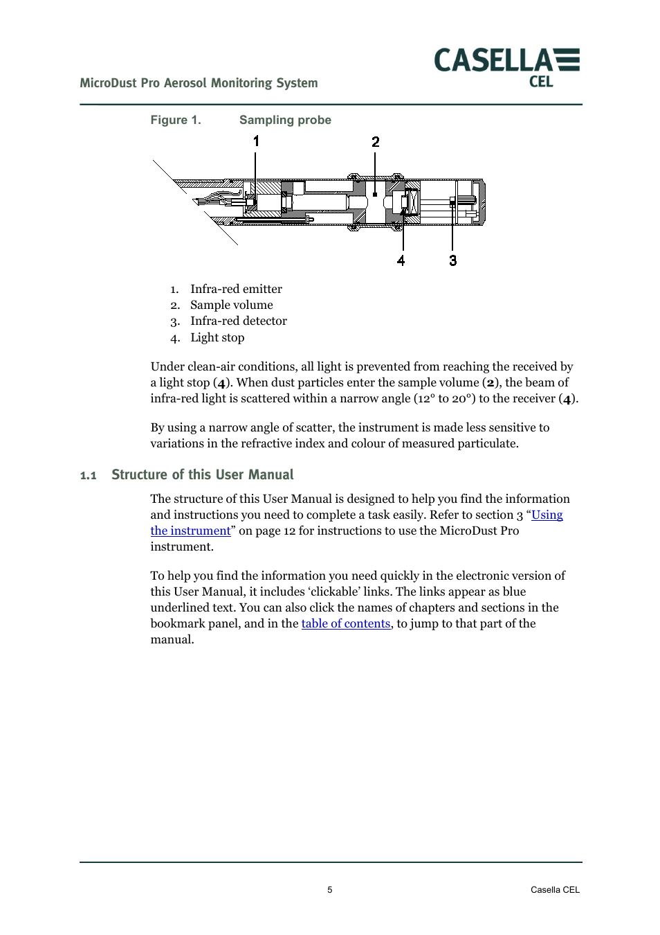 1 structure of this user manual, Structure of this user manual | Casella CEL Microdust Pro real time dust monitor User Manual | Page 5 / 50