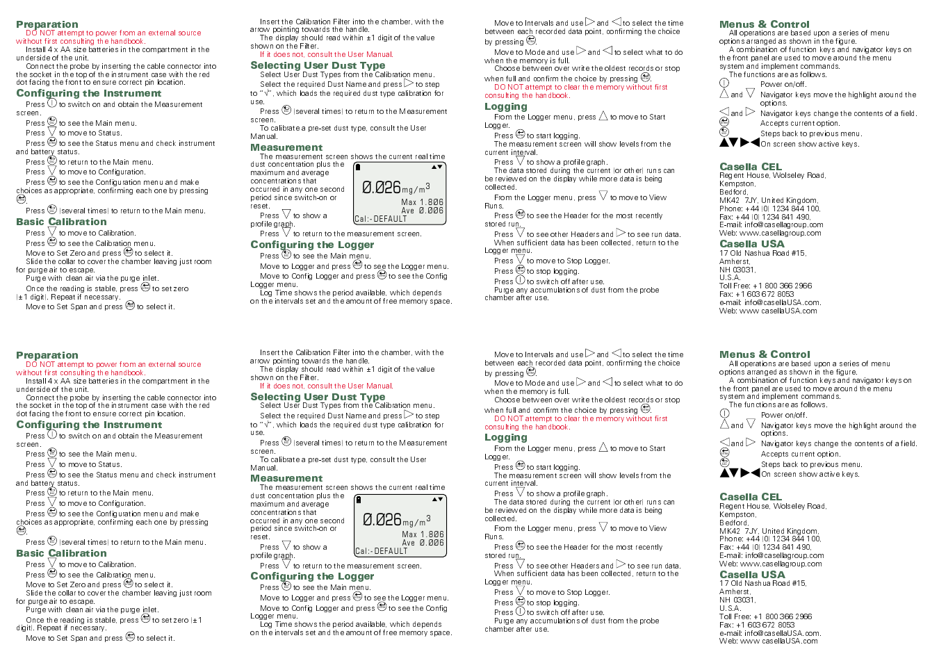 Casella CEL Microdust Pro real time dust monitor User Manual | 2 pages