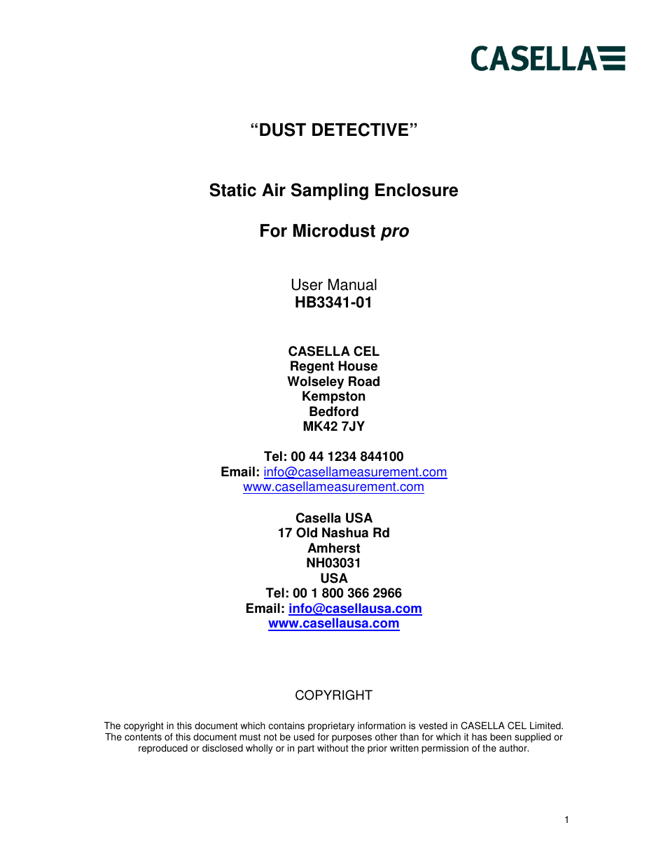 Casella CEL Dust Detective kit case for Microdust Pro User Manual | 10 pages