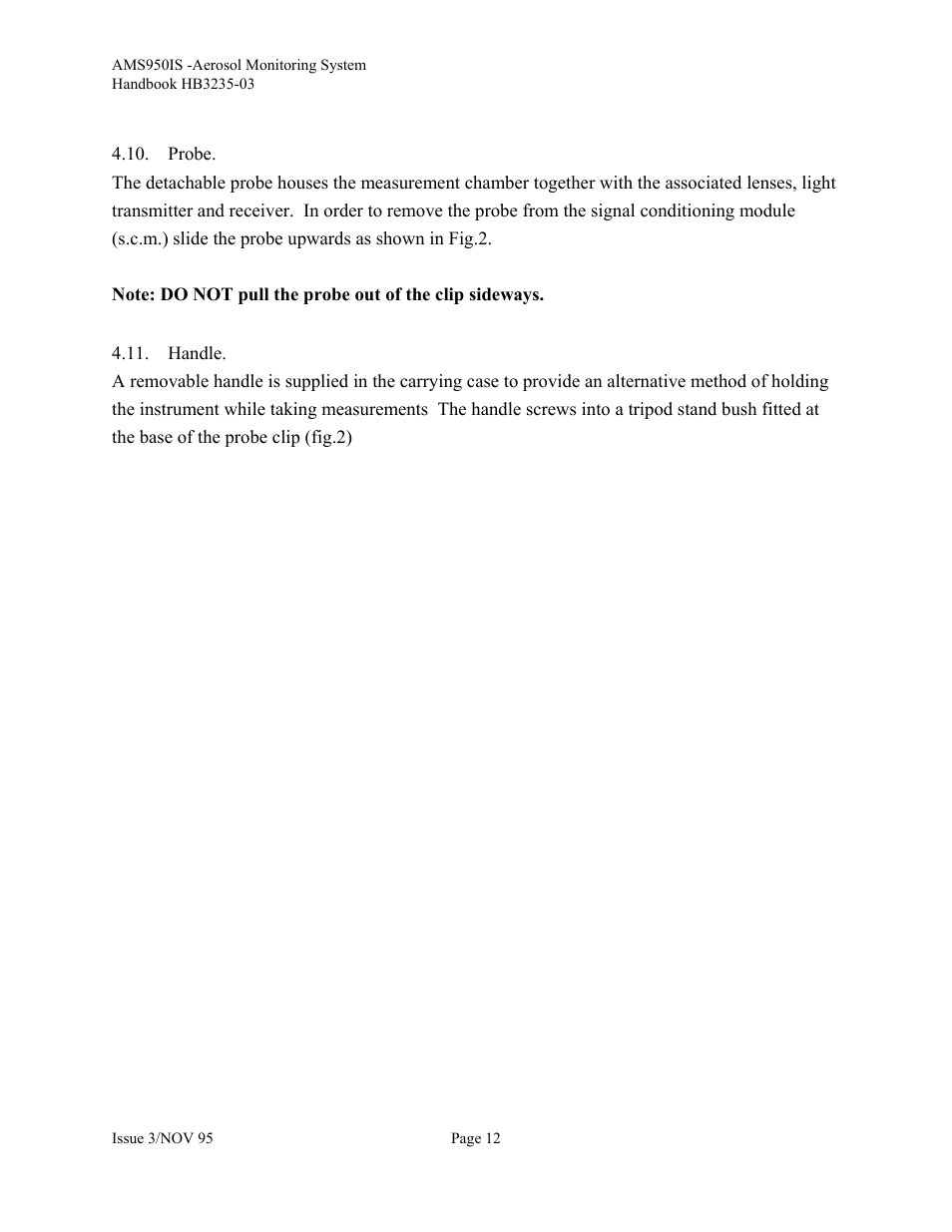 Probe, Handle | Casella CEL Airborne particulate monitor (AMS950-IS) User Manual | Page 12 / 22