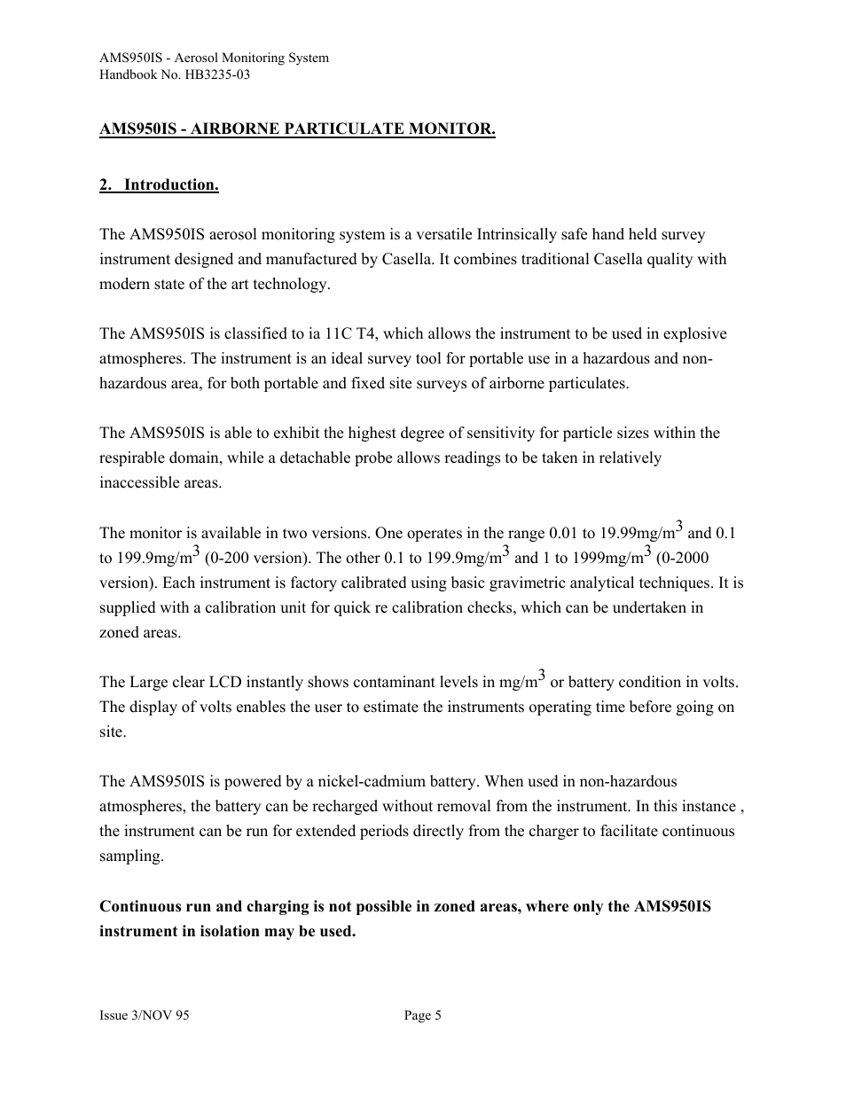 Introduction | Casella CEL Airborne particulate monitor (AMS950-IS) User Manual | Page 5 / 22