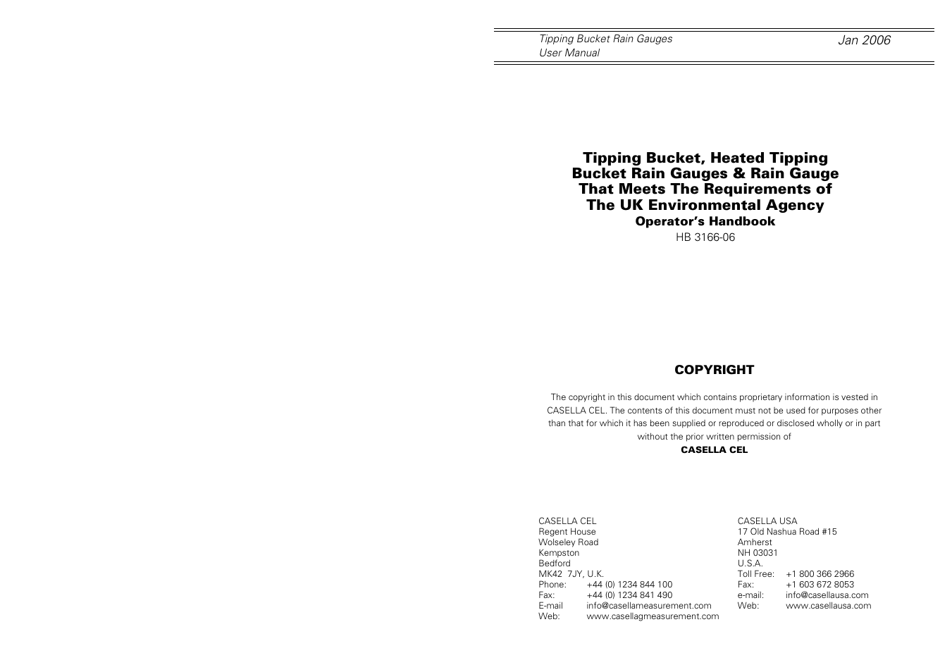 Casella CEL Tipping bucket rain gauge User Manual | 16 pages