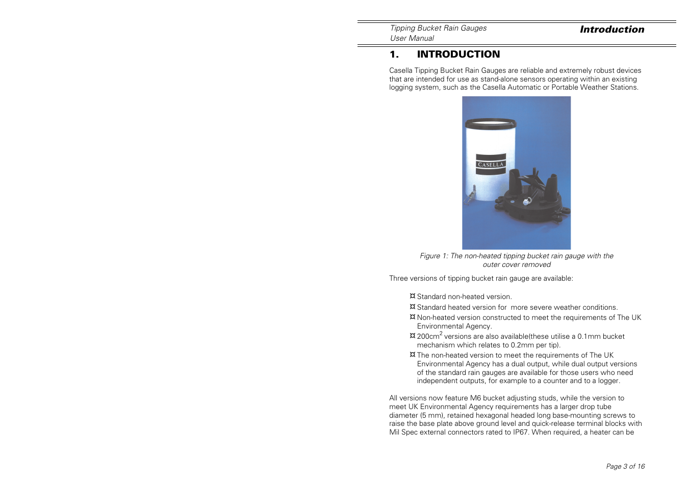Casella CEL Tipping bucket rain gauge User Manual | Page 3 / 16