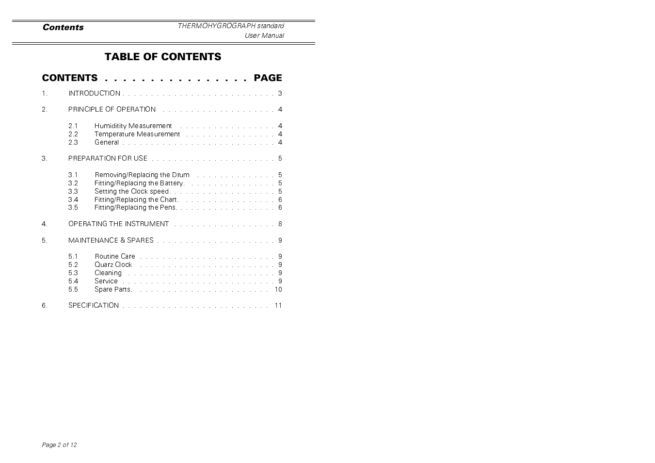 Casella CEL Thermohygrograph standard model User Manual | Page 2 / 12